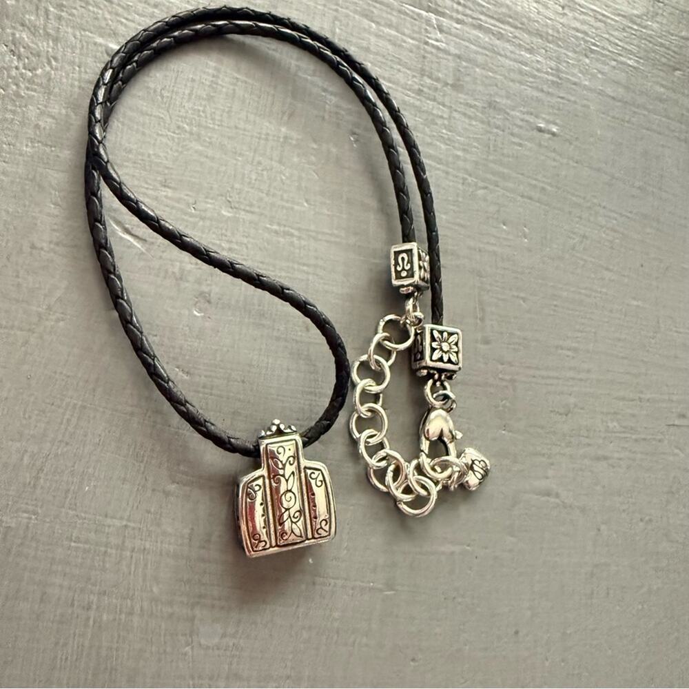 Brighton Black Leather Braided Necklace Best Friend Pendant